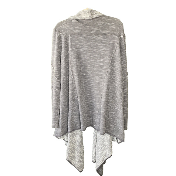 Free People Sweater Womens Large In The Loop Open Front Gray Cardigan Asymmetric - Picture 5 of 10